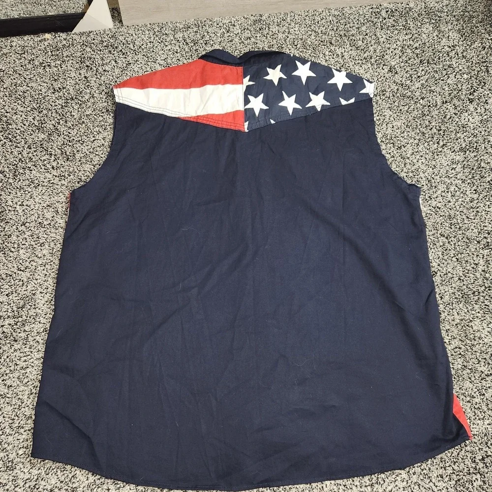 Cody James American Flag Cut Off Tank Top Snap Men Xl Western Hillbilly 4th July - Picture 9 of 9